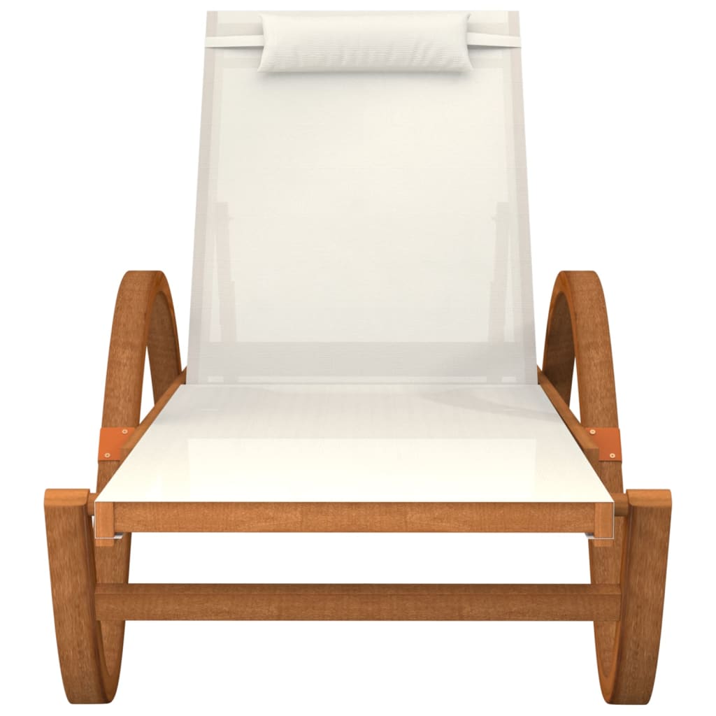 vidaXL Sun Lounger Chair with Pillow Furniture Textilene and Solid Wood Poplar-1