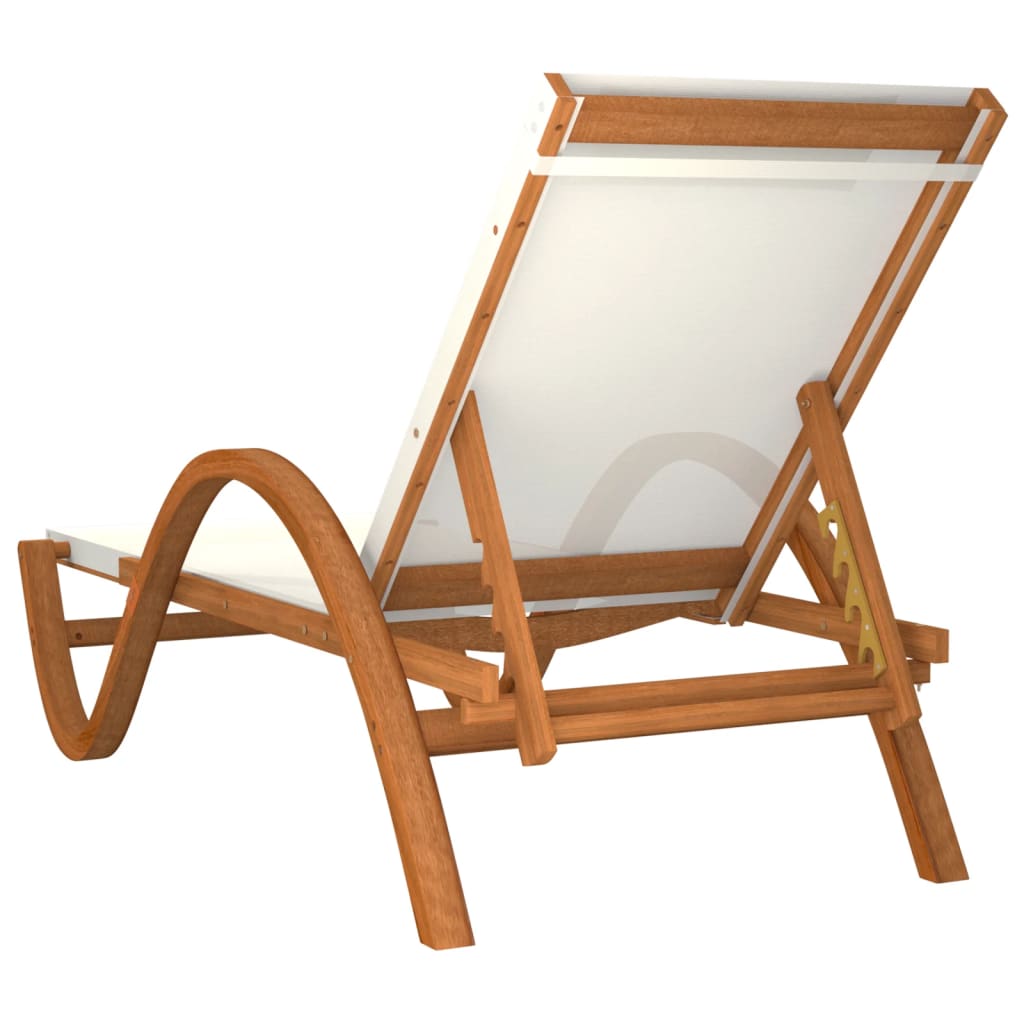 vidaXL Sun Lounger Chair with Pillow Furniture Textilene and Solid Wood Poplar-3