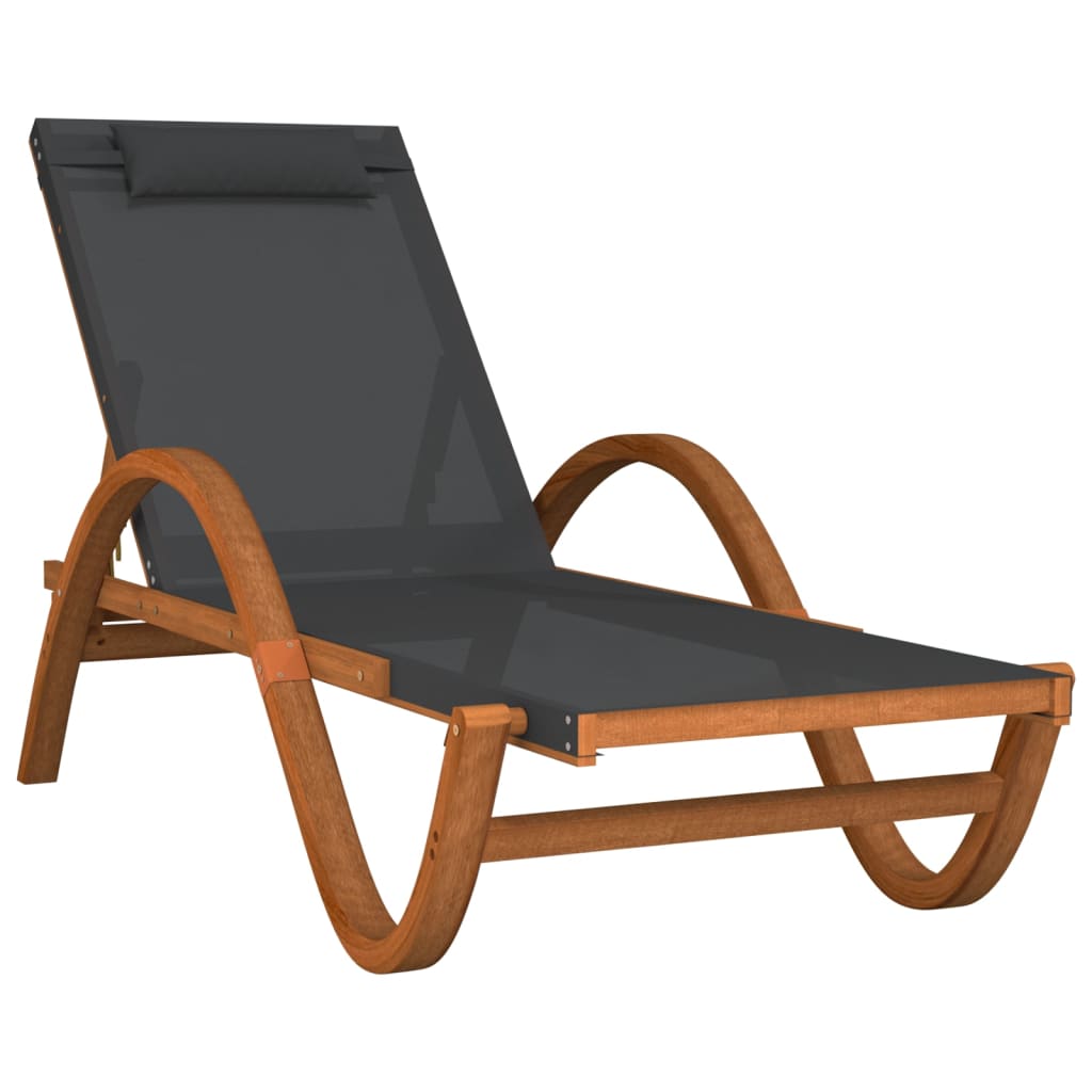 vidaXL Sun Lounger Chair with Pillow Furniture Textilene and Solid Wood Poplar-7