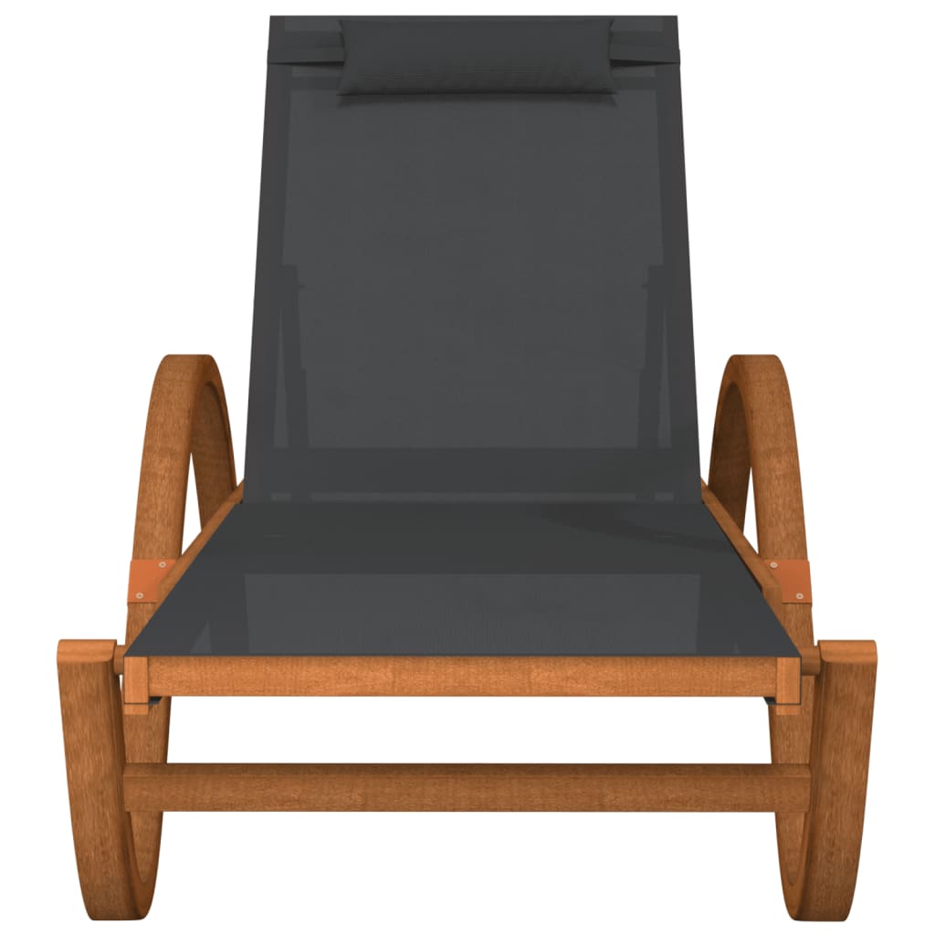 vidaXL Sun Lounger Chair with Pillow Furniture Textilene and Solid Wood Poplar-1