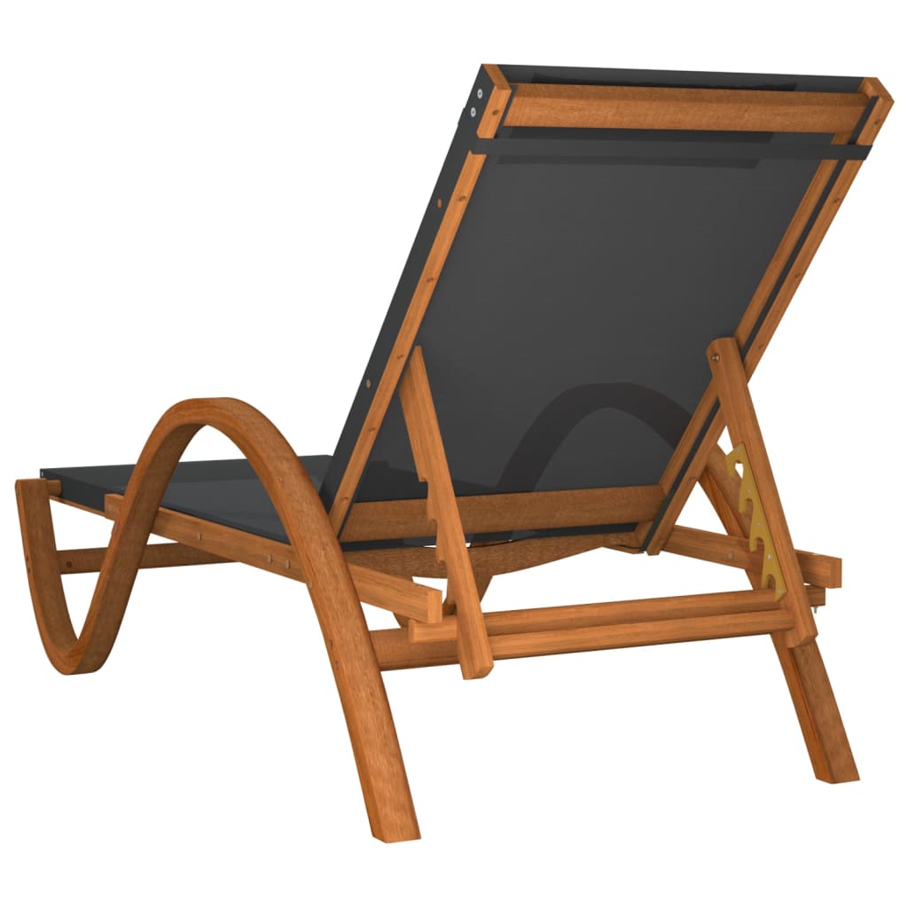 vidaXL Sun Lounger Chair with Pillow Furniture Textilene and Solid Wood Poplar-3