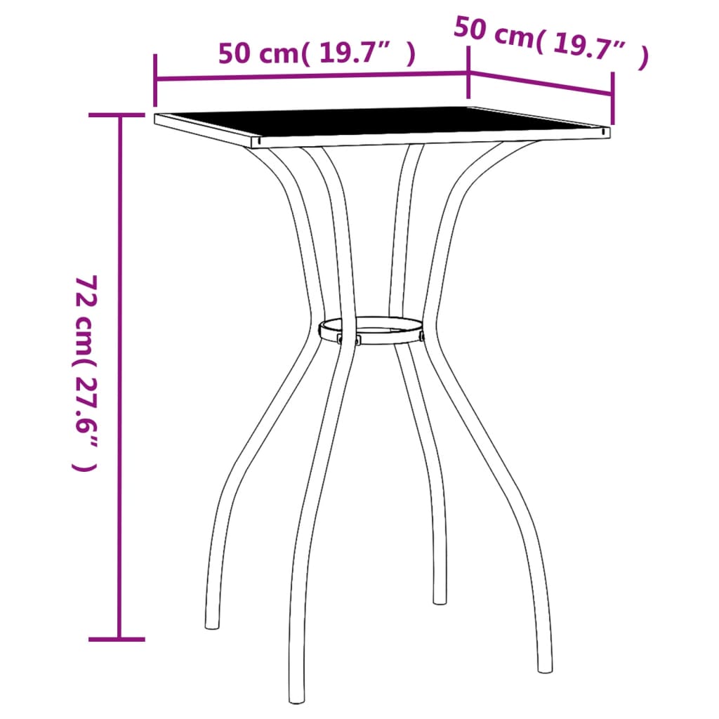 vidaXL Patio Table Outdoor Bistro Table with Metal Frame Anthracite Steel Mesh-11