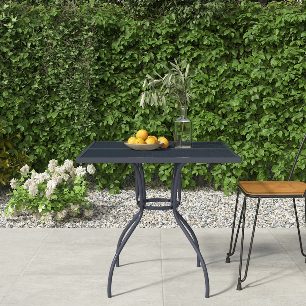 vidaXL Patio Table Outdoor Bistro Table with Metal Frame Anthracite Steel Mesh-3