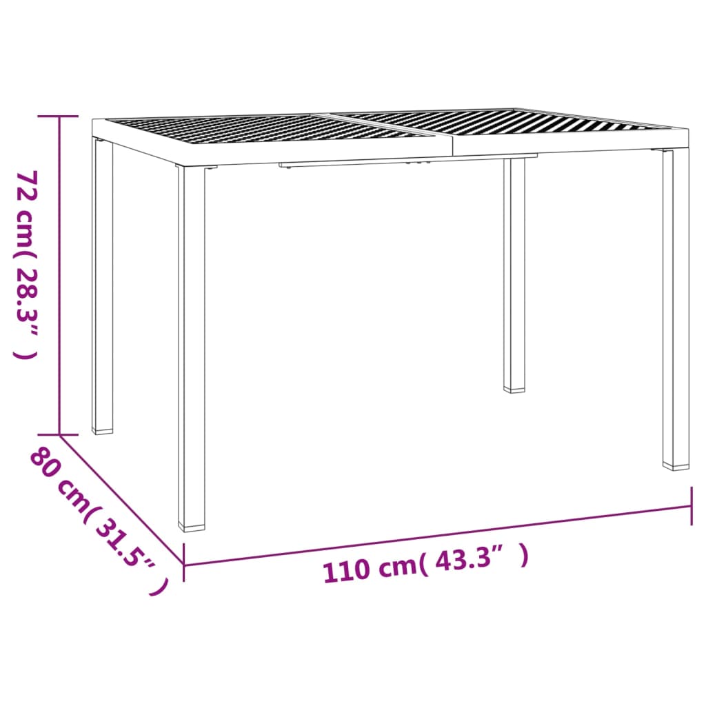 vidaXL Patio Table Patio Furniture Dining Table for Garden Anthracite Steel-37