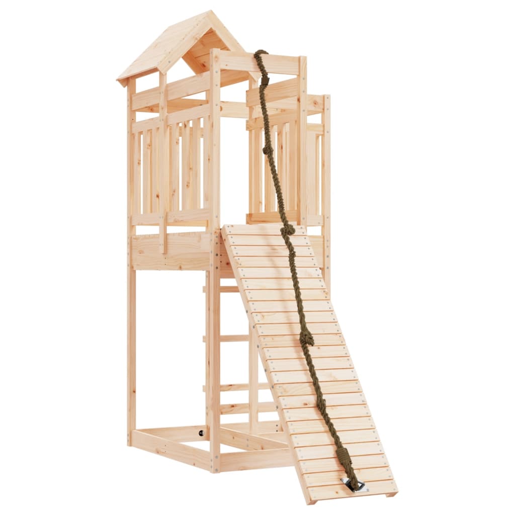 vidaXL Playhouse with Climbing Wall Solid Wood Pine-1