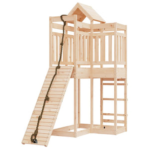 vidaXL Playhouse with Climbing Wall Solid Wood Pine-3