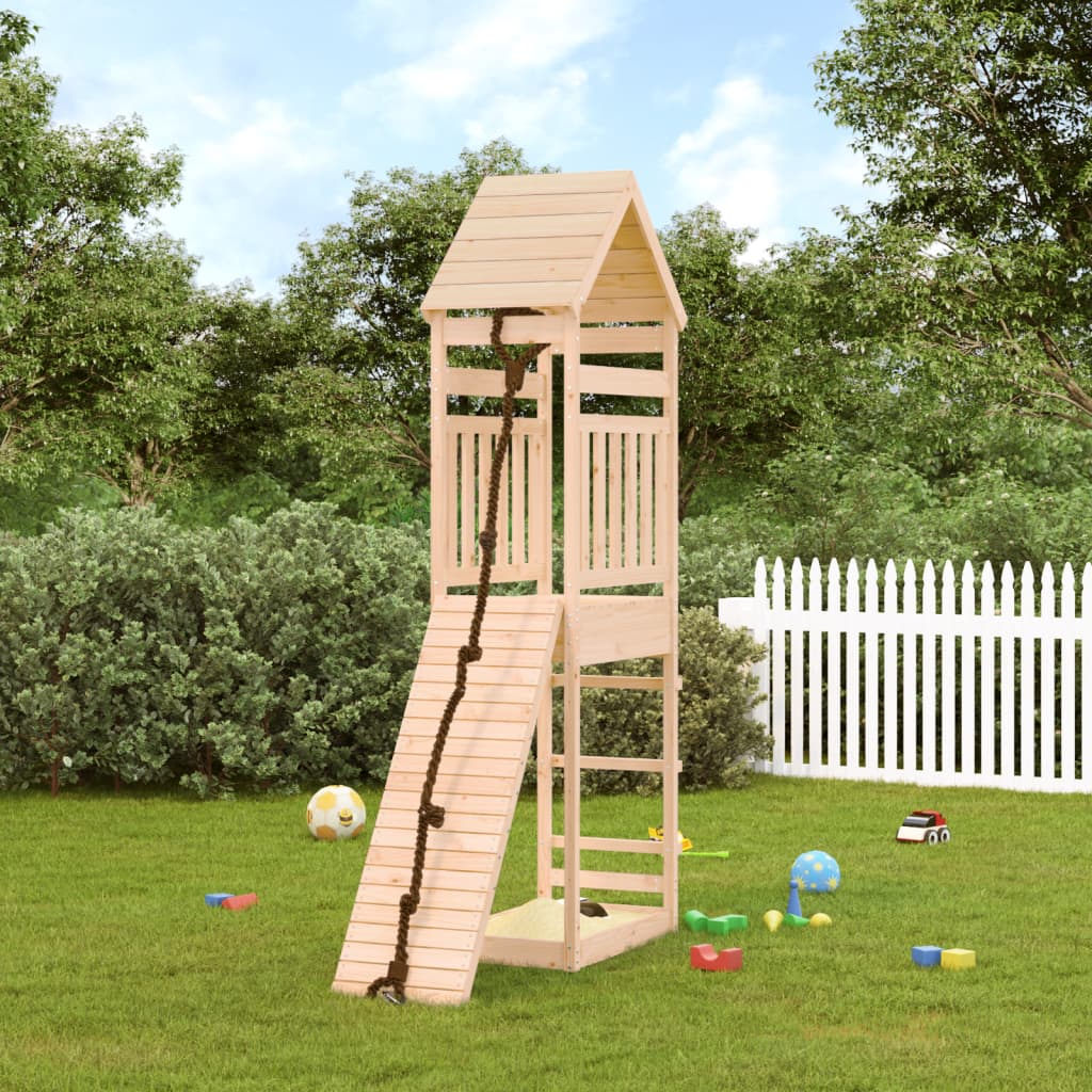 vidaXL Playhouse with Climbing Wall Solid Wood Pine-0