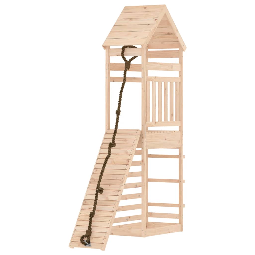 vidaXL Playhouse with Climbing Wall Solid Wood Pine-1