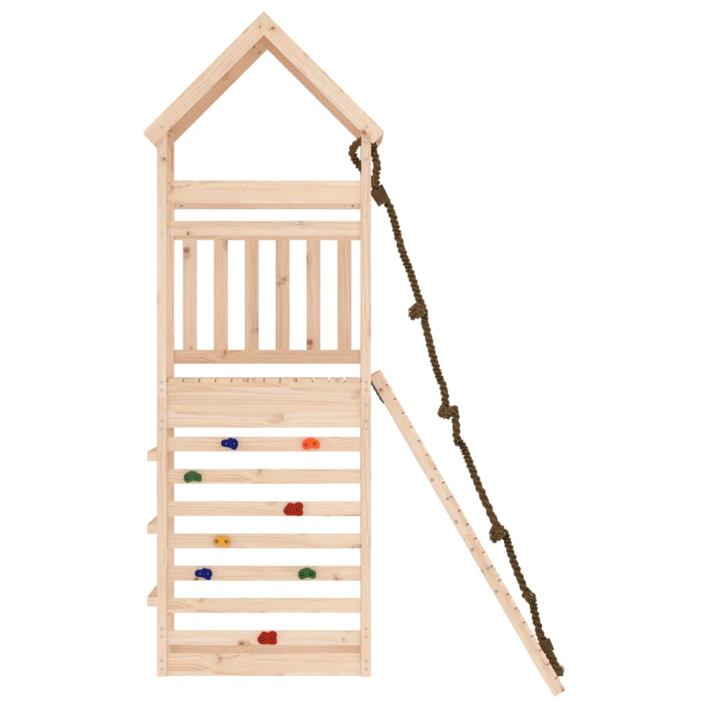 vidaXL Playhouse with Climbing Wall Solid Wood Pine-5