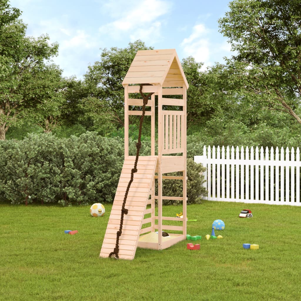 vidaXL Playhouse with Climbing Wall Solid Wood Pine-0