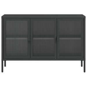 vidaXL Sideboard Black 41.3"x13.8"x27.6" Glass and Steel-3