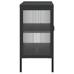 vidaXL Sideboard Black 41.3"x13.8"x27.6" Glass and Steel-4