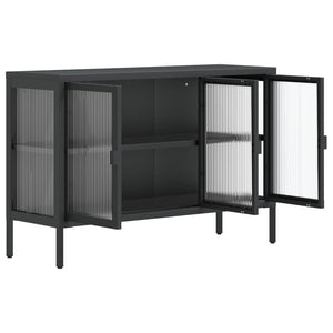 vidaXL Sideboard Black 41.3"x13.8"x27.6" Glass and Steel-5