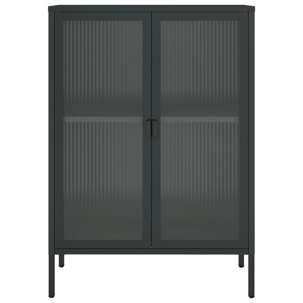 vidaXL Sideboard Black 29.5"x13.8"x41.3" Glass and Steel-4