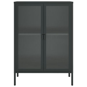 vidaXL Sideboard Black 29.5"x13.8"x41.3" Glass and Steel-4