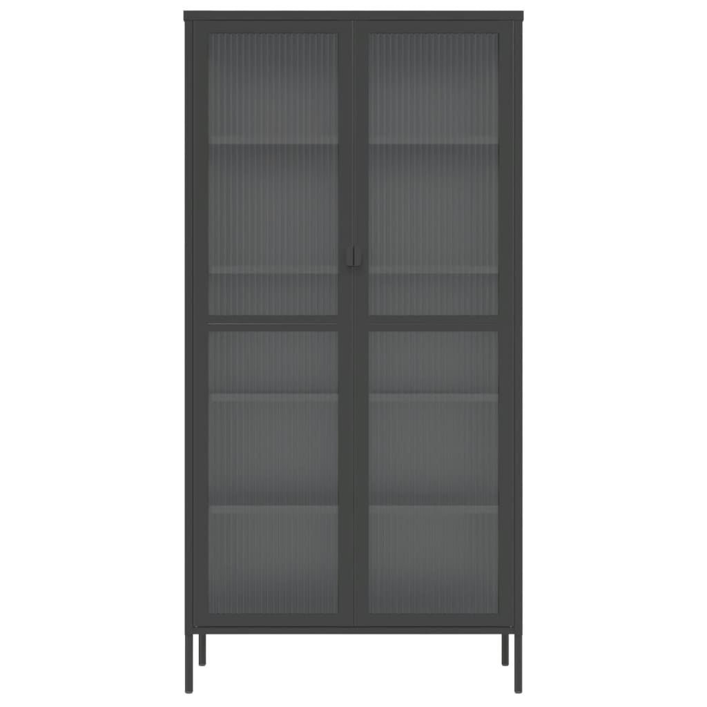 vidaXL Highboard Black 33.5"x15.7"x70.9" Glass and Steel-4