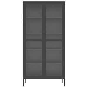 vidaXL Highboard Black 33.5"x15.7"x70.9" Glass and Steel-4