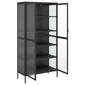 vidaXL Highboard Black 33.5"x15.7"x70.9" Glass and Steel-6