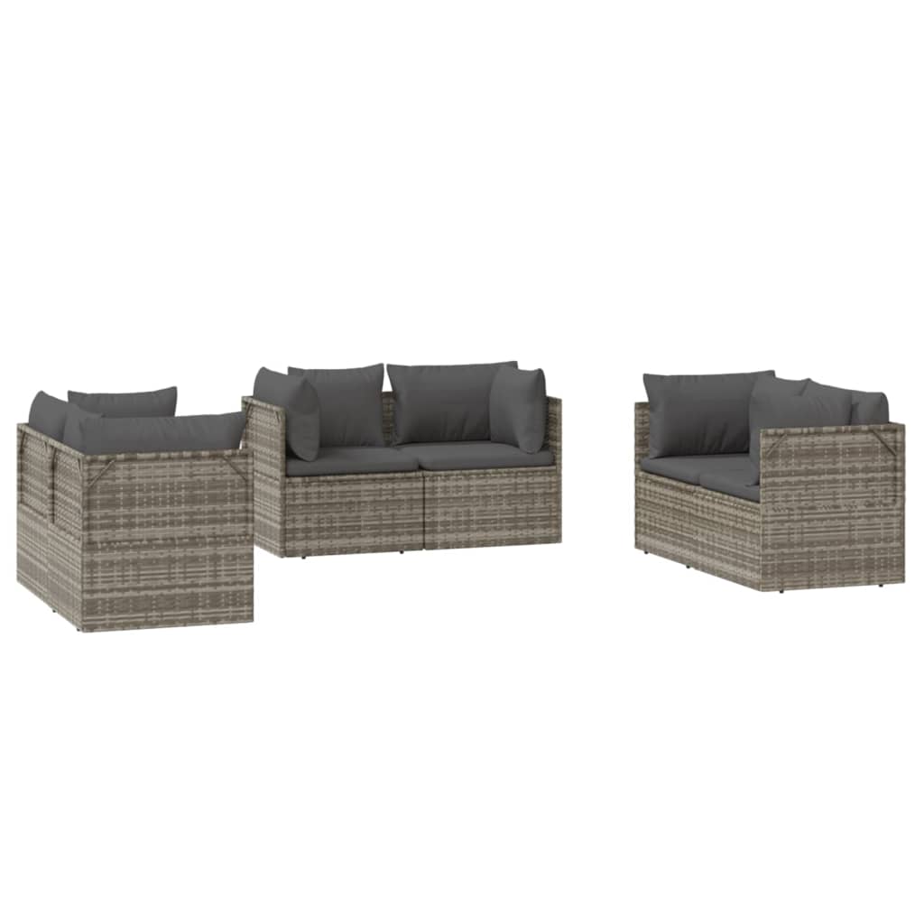 vidaXL Patio Corner Sofas 6 pcs Gray 22.4"x22.4"x22" Poly Rattan-4