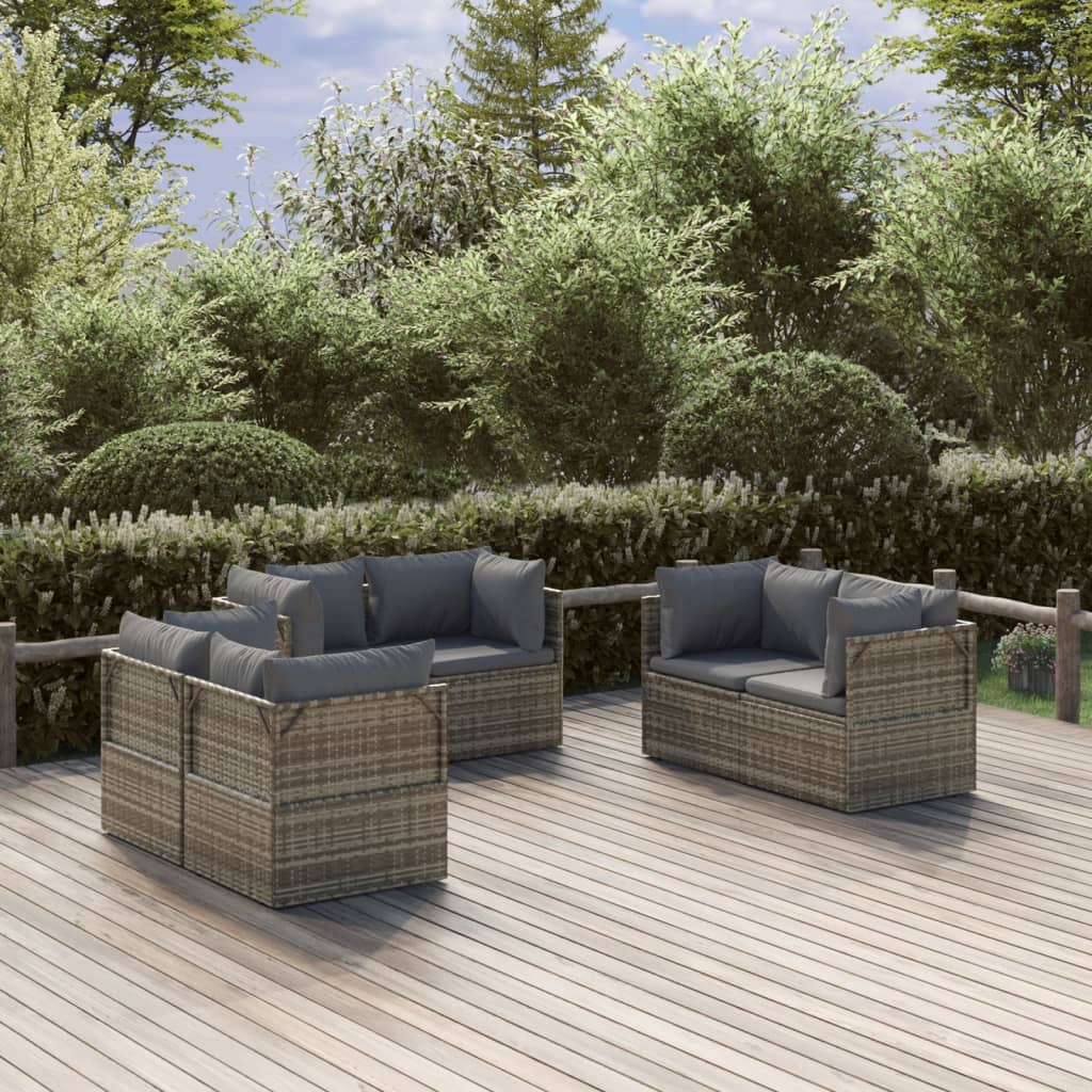 vidaXL Patio Corner Sofas 6 pcs Gray 22.4"x22.4"x22" Poly Rattan-0