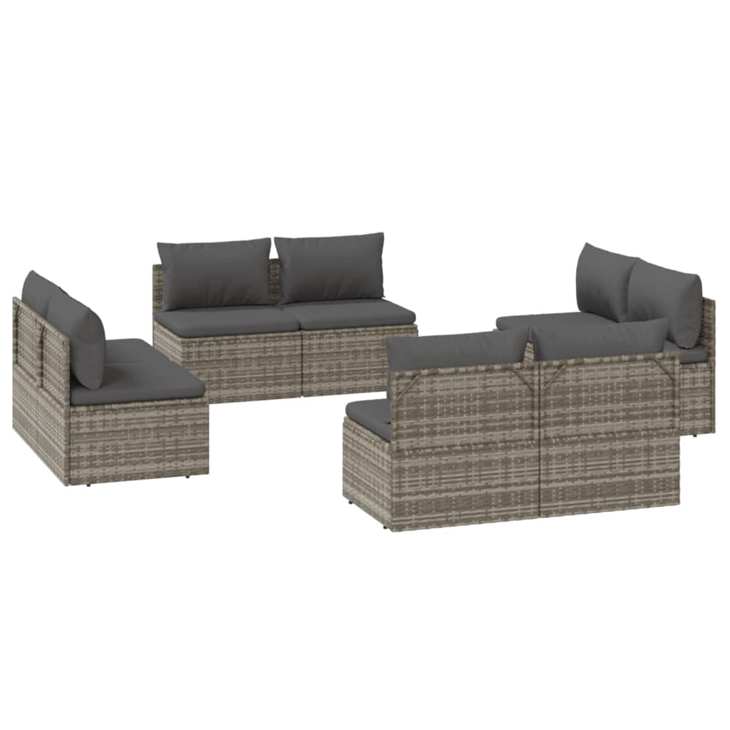 vidaXL Patio Middle Sofas 8 pcs Gray 22.4"x22.4"x22" Poly Rattan-4