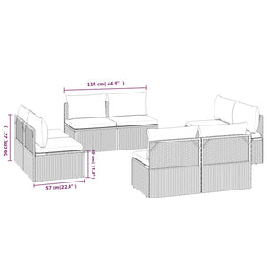 vidaXL Patio Middle Sofas 8 pcs Gray 22.4"x22.4"x22" Poly Rattan-8