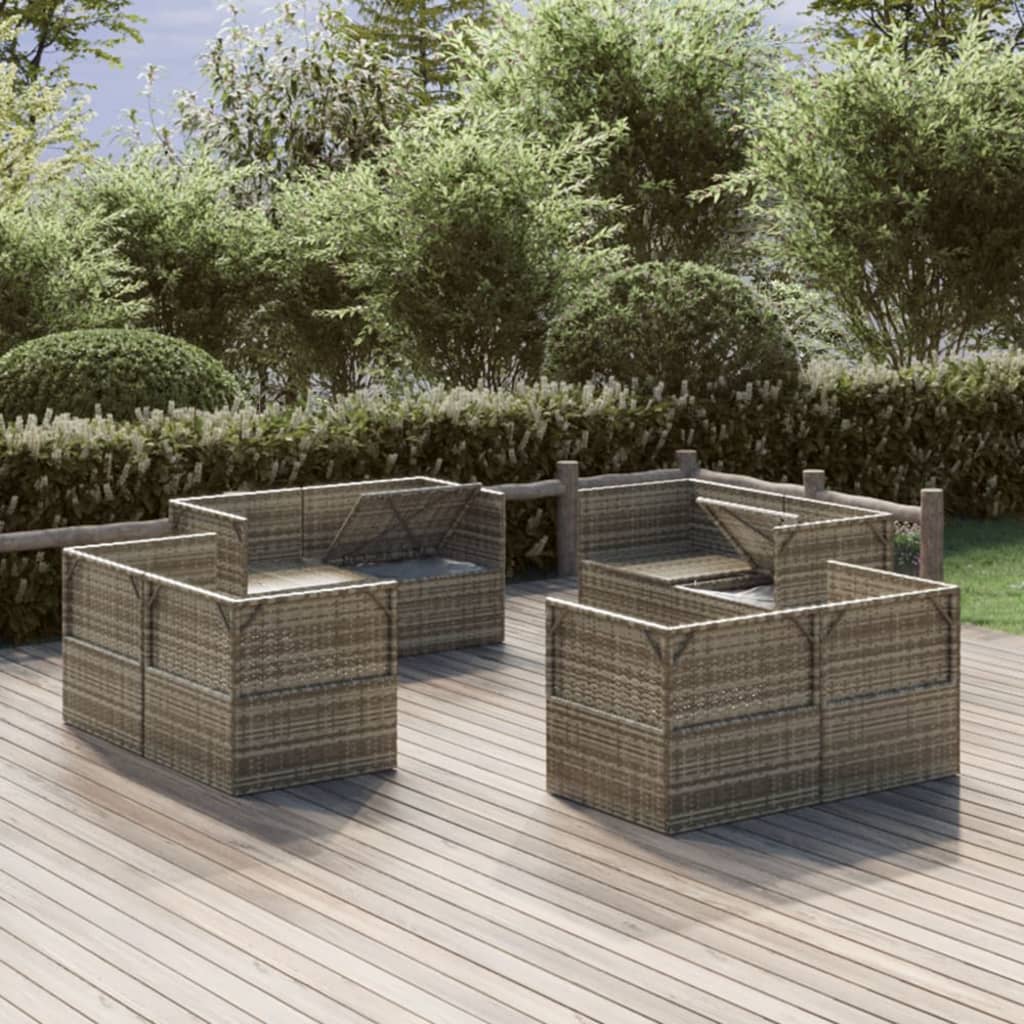 vidaXL Patio Corner Sofas 8 pcs Gray 22.4"x22.4"x22" Poly Rattan-3