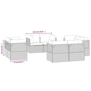 vidaXL Patio Corner Sofas 8 pcs Gray 22.4"x22.4"x22" Poly Rattan-8