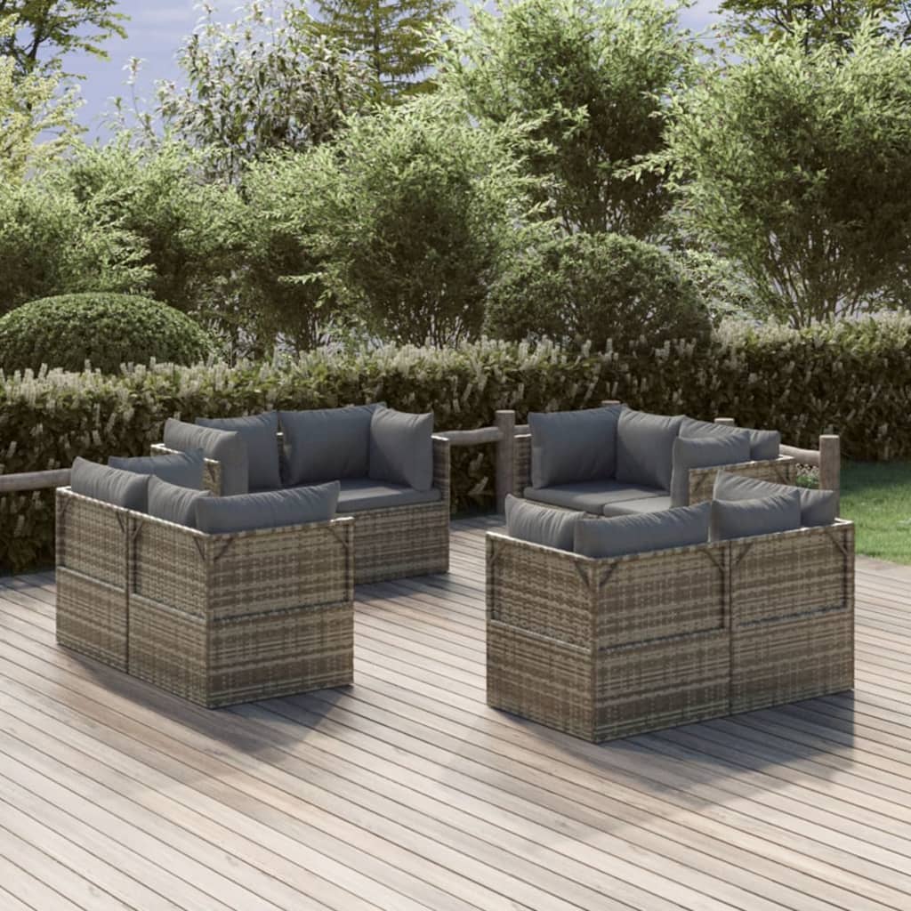 vidaXL Patio Corner Sofas 8 pcs Gray 22.4"x22.4"x22" Poly Rattan-0