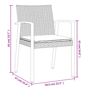 vidaXL Patio Chair Outdoor Seat with Cushions Patio Furniture Poly Rattan-5