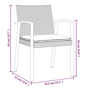 vidaXL Patio Chair Outdoor Seat with Cushions Patio Furniture Poly Rattan-22