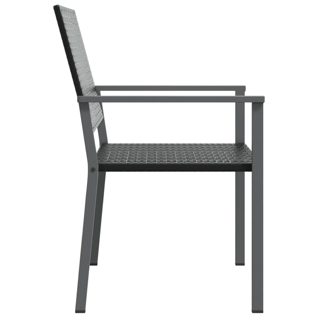 vidaXL Patio Chairs 2 pcs Black 21.3"x24.6"x35" Poly Rattan-3