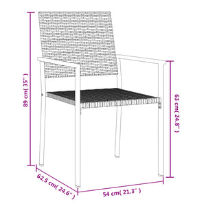 vidaXL Patio Chairs 2 pcs Black 21.3"x24.6"x35" Poly Rattan-6