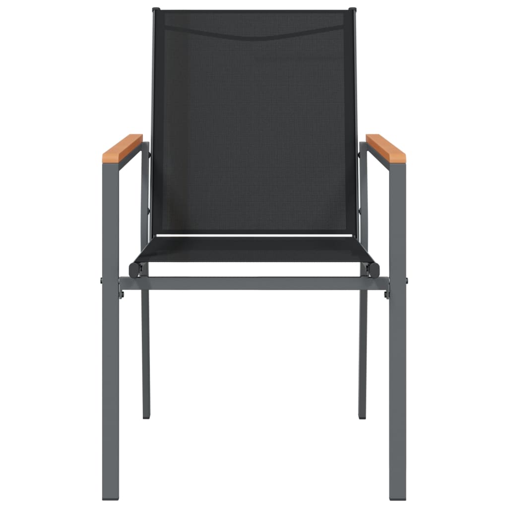 vidaXL Patio Chair Lawn Chair Outdoor Furniture Black Textilene and Steel-15