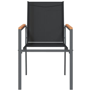 vidaXL Patio Chair Lawn Chair Outdoor Furniture Black Textilene and Steel-15