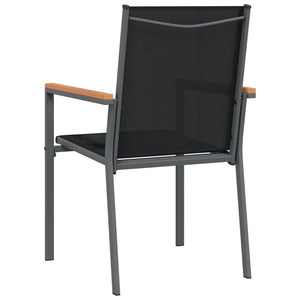 vidaXL Patio Chair Lawn Chair Outdoor Furniture Black Textilene and Steel-21