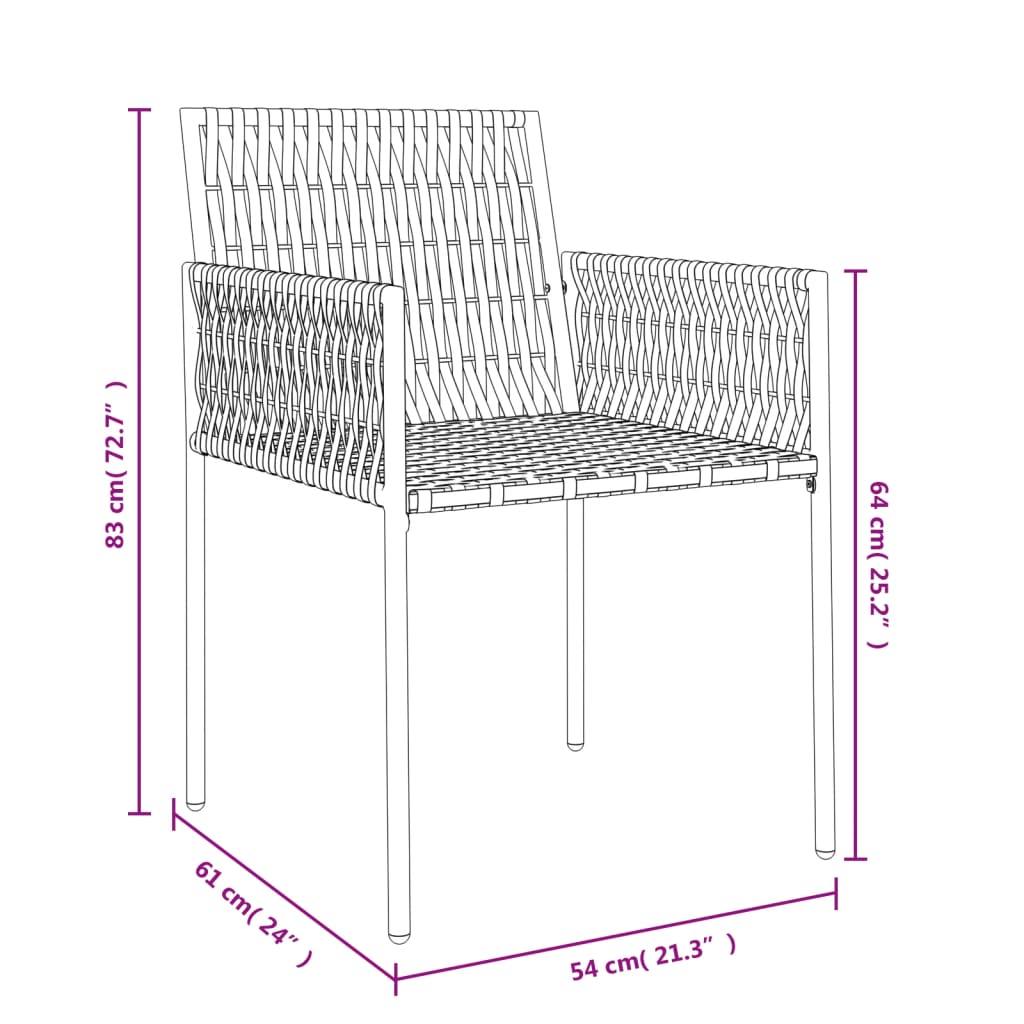 vidaXL Patio Chair Outdoor Lawn Chair with Cushions Patio Set Poly Rattan-41