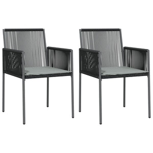 vidaXL Patio Chair Outdoor Chair with Cushions Patio Set Black Poly Rattan-0