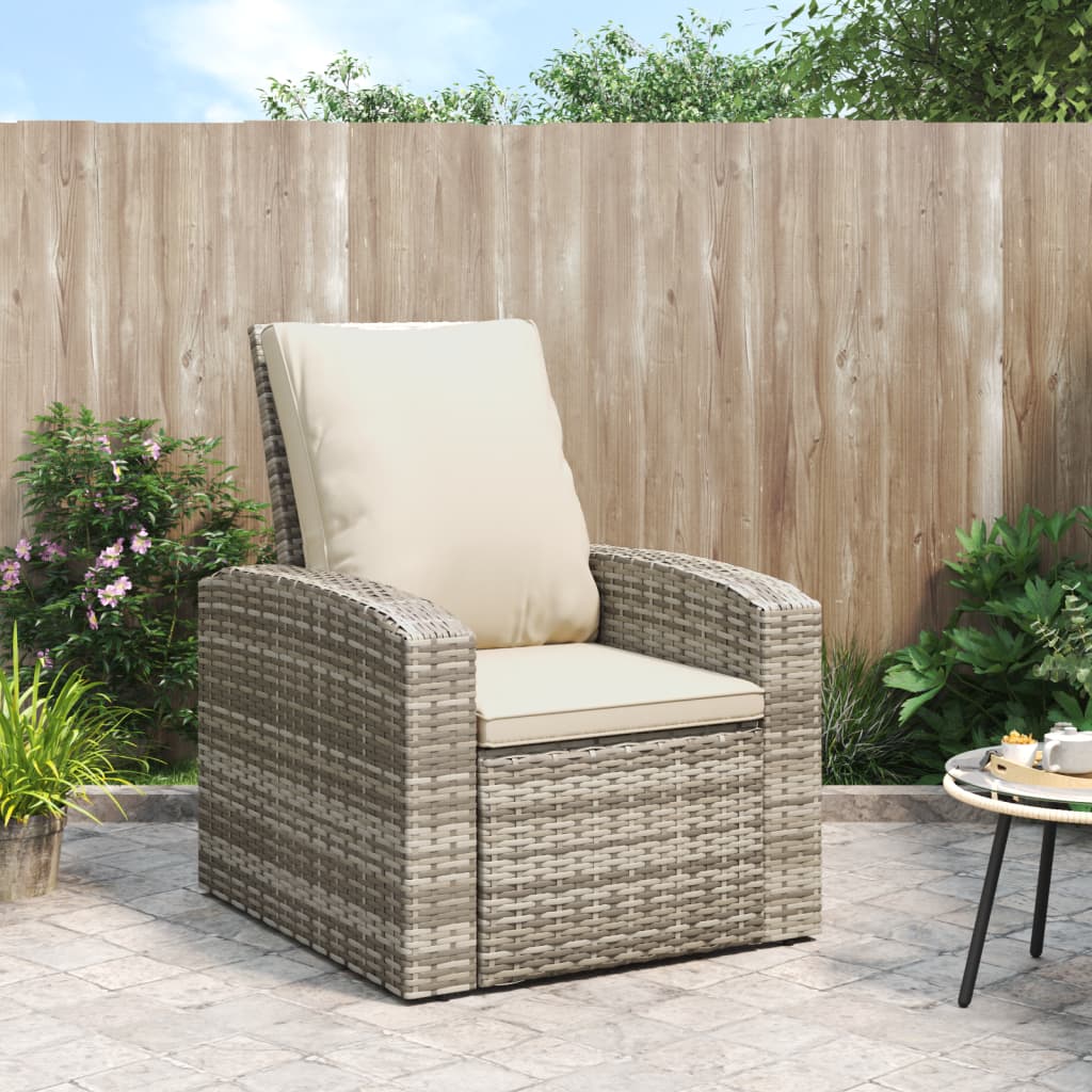 vidaXL Patio Chair Outdoor Furniture Lounger Chair with Cushions Poly Rattan-17