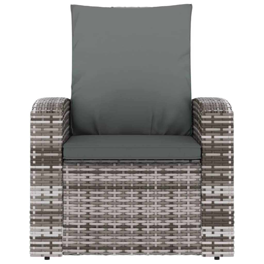 vidaXL Patio Chair Outdoor Furniture Lounger Chair with Cushions Poly Rattan-7