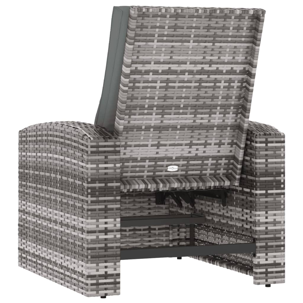 vidaXL Patio Chair Outdoor Furniture Lounger Chair with Cushions Poly Rattan-13