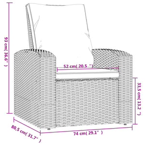 vidaXL Patio Chair Outdoor Furniture Lounger Chair with Cushions Poly Rattan-24