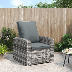 vidaXL Patio Chair Outdoor Furniture Lounger Chair with Cushions Poly Rattan-11