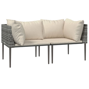 vidaXL Patio Corner Sofas with Cushions 2 pcs Gray Poly Rattan-1