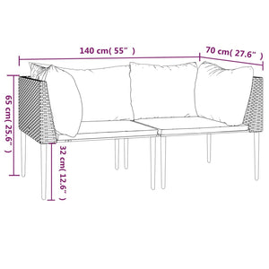 vidaXL Patio Corner Sofas with Cushions 2 pcs Gray Poly Rattan-5