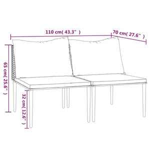 vidaXL Patio Middle Sofas with Cushions 2 pcs Gray Poly Rattan-5