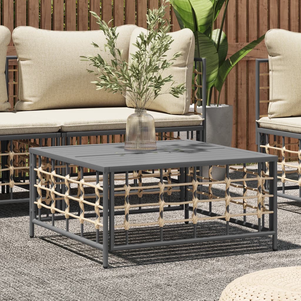 vidaXL Patio Table Anthracite 27.6"x27.6"x13.4" Poly Rattan-0