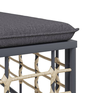 vidaXL Patio Footstool with Dark Gray Cushion Poly Rattan-3