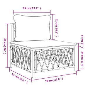 vidaXL Patio Middle Sofa with Cushions White Woven Fabric-5