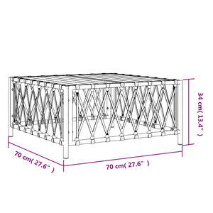 vidaXL Patio Table White 27.6"x27.6"x13.4" Woven Fabric-3